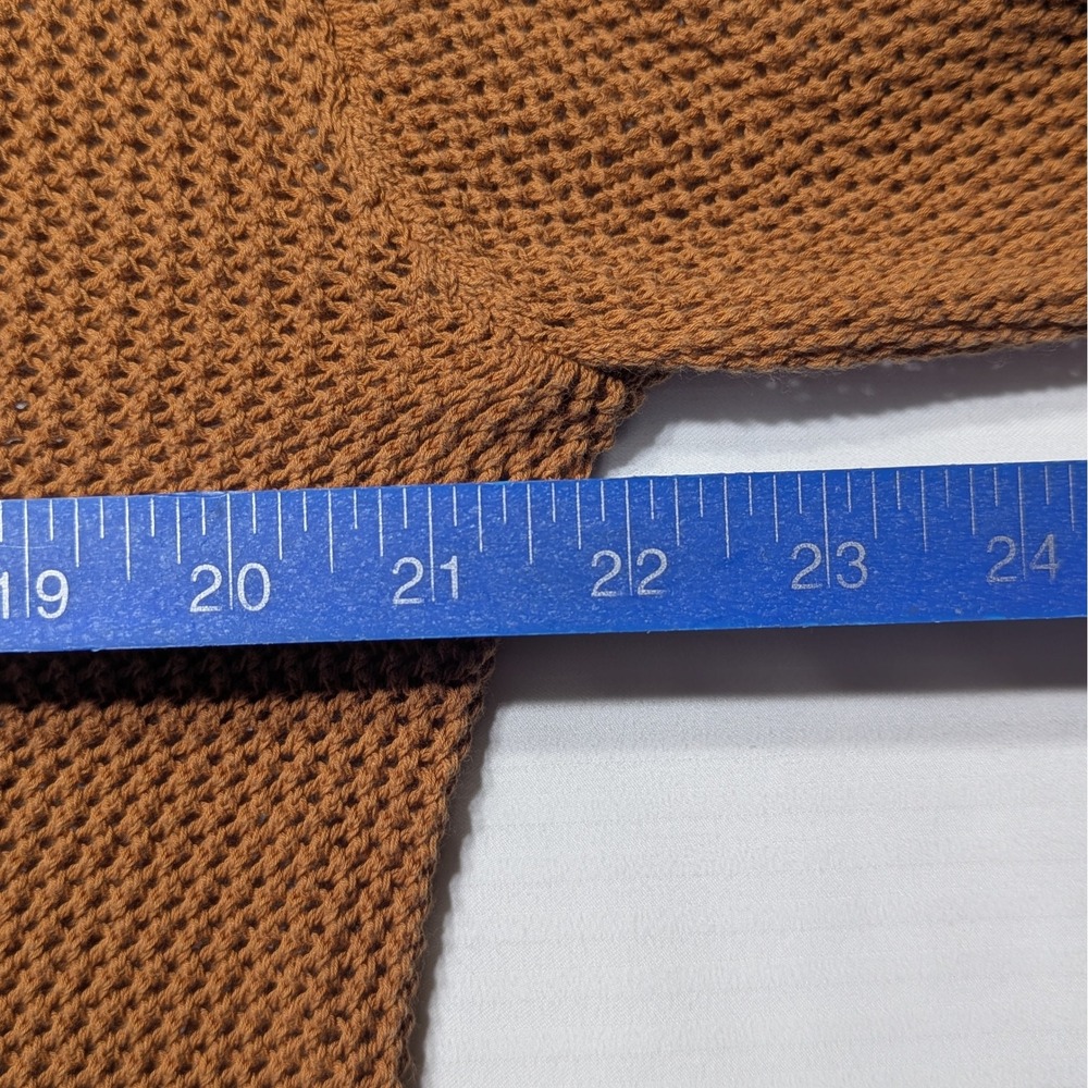 Uniqlo Brown Open Knit Cardigan Cropped Cotton Minimalist Scandi - Picture 7 of 8